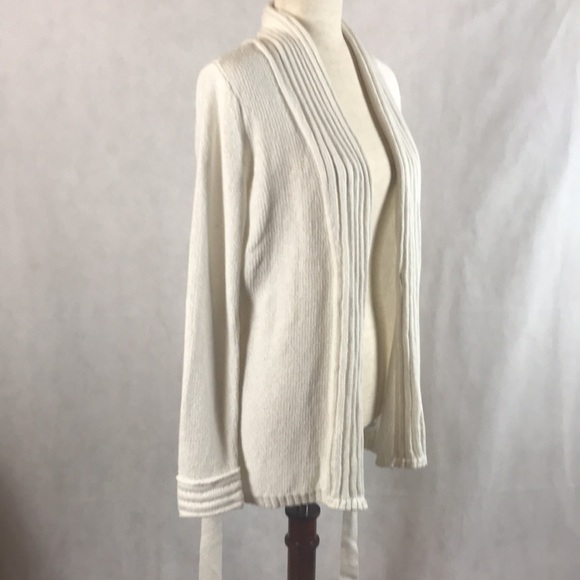 NWOT White + Warren Open Front Cardigan with Long Sleeves and Removable Tie Belt - Picture 10 of 10